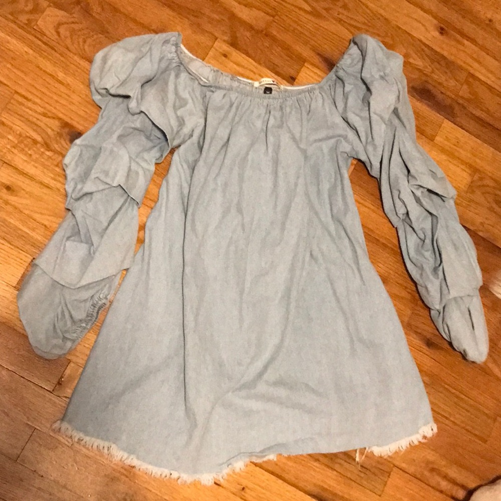 Fashion Denim  off the shoulder dress!